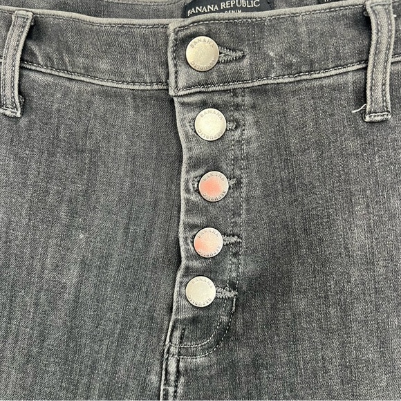 Banana Republic Jeans Womens 28 Gray Button Fly High Rise Slim Stretch Denim - Picture 5 of 8
